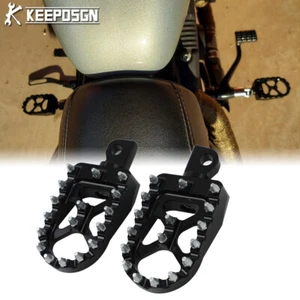 Pair 10mm Male Rotating CNC Wide Foot Pegs Rest Racing Style For Harley Davidson - Picture 1 of 8