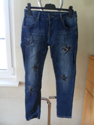 Jeans blau Gr. XL mit Pailletten, Glitzer u. Sternen  NEU - Bild 1 von 3