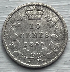CANADA 1899 Small 99 .925 SILVER 10 Ten Cent Dime Canadian - Picture 1 of 2