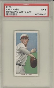 1909 T206 Hal Chase Throwing White Cap NY Yankees HOF Sovereign Back PSA 5 - Picture 1 of 2