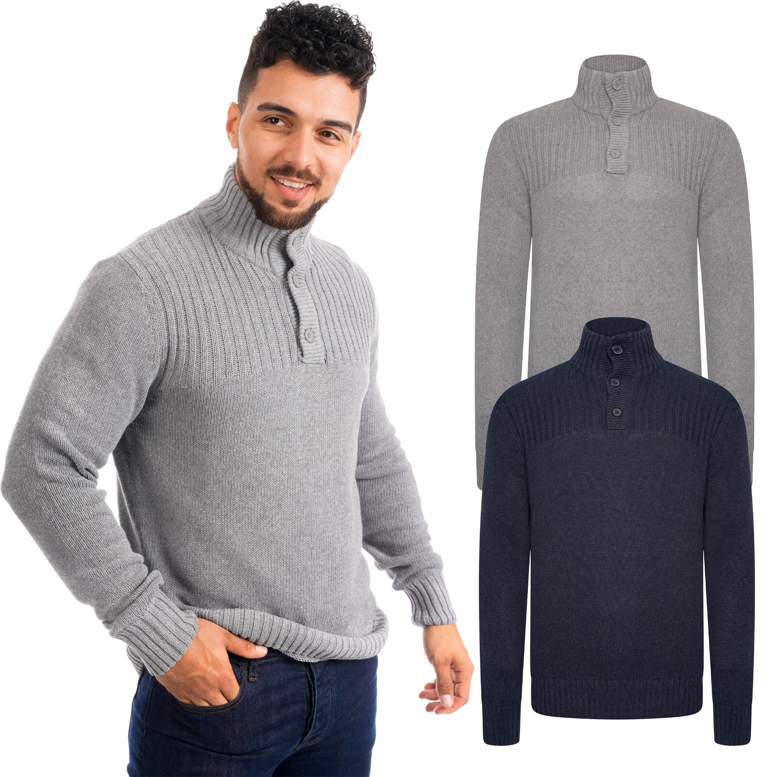 Knitted Funnel Neck Sweater Pullover 