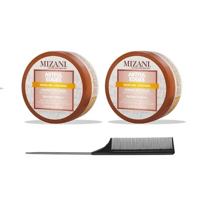 Mizani Artful Edges Hairline Control 1,6 oz (PAQUETE de 2) con peine de cola de pasador Foto 1 de 2