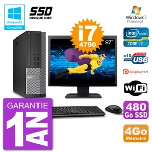 PC DELL 7020 SFF Bildschirm 27 " Intel i7-4790 RAM 4Go SSD 480Go Dvd-Brenner - Bild 1 von 4