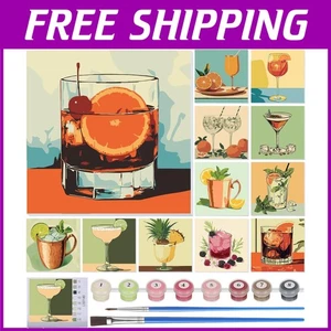 12 Sets Paint by Numbers Art Kit for Adults - Cocktail Theme - Picture 1 of 8