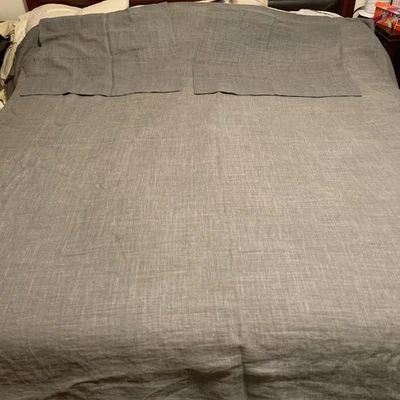 Capa de edredom Pottery Barn linho belga KING com 2 fronhas EURO couro - Imagem 1 de 4