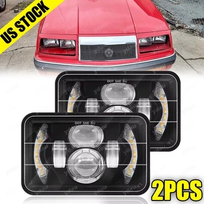 For Chrysler LeBaron 1977-1992 Pair 4x6" LED Headlights DRL High/Low Beam Turn - Image 1 of 4