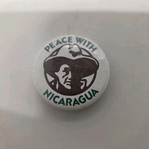 Vintage 80er Jahre "Frieden mit Nicaragua" kleine Anstecknadel politischer Krieg Pinback - Bild 1 von 6