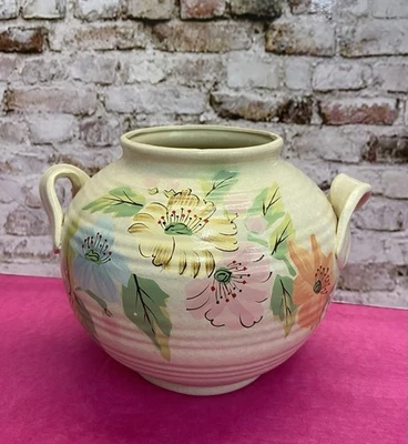 Brentleigh Ware Howard Pottery Art Deco Burford Ribbed Hand Painted Flower Vase - Image 1 of 4