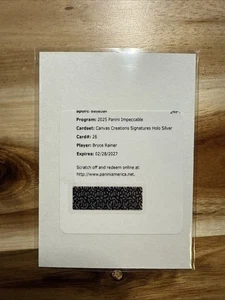 BRYCE RAINER 2025 IMPECCABLE CANVAS CREATIONS HOLO SILVER AUTO /25 - Picture 1 of 1