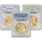 US GOLD $20 LIBERTY HEAD DOUBLE EAGLE   PCGS MS62   RANDOM DATE AND LABEL
