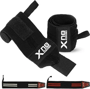 XN8 Weight Lifting Straps Elasticated Gym Wraps Wrist Support Gloves Deadlift - Picture 1 of 13