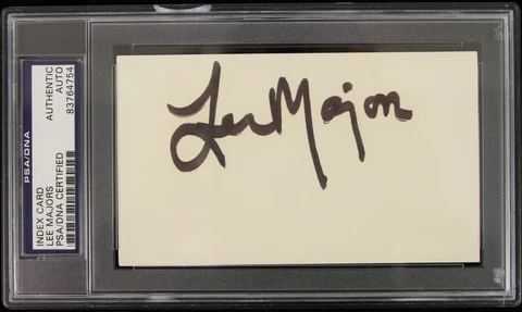 1974-1978 Lee Majors Six Million Dollar Man Signed Index Card (PSA/DNA Slabbed) Cover