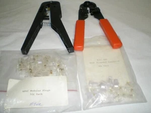 2 UTENSILI CRIMPATRICE EA RJ11/12 PIÙ 49 CONNETTORI EA 6P6C & 6P4C - Foto 1 di 5