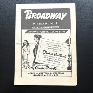 1953 Broadway Pitman, N.J. Programma Cinema Casa del Cinemascope Immagini - Foto 1 di 7