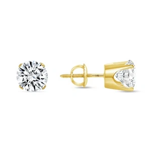 2,25 ct runde kreierte Diamant Ohrringe Ohrstecker echt 14K Gelbgold Krone Schraube - Bild 1 von 3