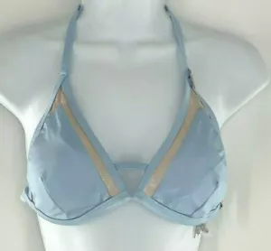 Top de bikini para mujer Victoria's Secret rosa grande ligeramente forrado malla dorada azul - Imagen 1 de 7