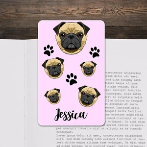 Pug Dog Plastic Bookmark - Personalised Name - Picture 1 of 4