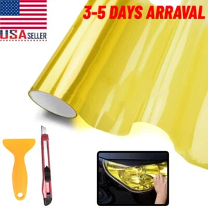 12"X72" Gloss Golden Yellow Tint 3000K Headlight Fog Light Taillight Vinyl Film - Picture 1 of 9