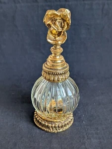 *One* VTG Matson Stylebuilt Rose Vanity Ornate Gold Ormolu Glass Perfume Bottle - Picture 1 of 18