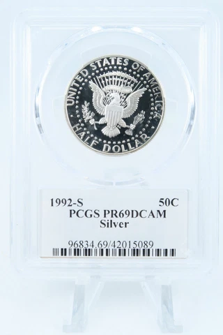 1992-S PCGS PR69DCAM Silver Kennedy Half Dollar Proof 50C Cover