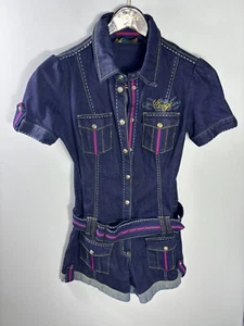 Coogi Womens Vtg 7/8 Short Jumpsuit Sailor Waist 1969 Dark Blue Jean 1787 - Picture 1 of 14