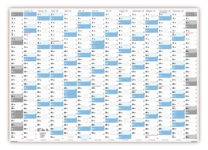 XXL Wandkalender gerollt Wandplaner DIN A0 2025 (blau2) große Tageskästchen - Bild 1 von 5