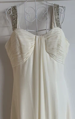 Correa con cuentas Sean Couture Sweatheart plisada corpiño crema/blanco roto talla pequeña Foto 1 de 4