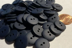 24 Domed Top Matte Dark Navy Blue Plastic Sew-through Buttons 9/16" 15mm 12926 - Picture 1 of 3