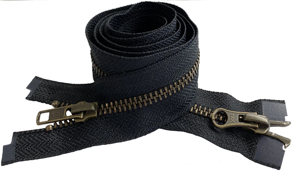 Chaqueta YKK #5 Antigua Latón Dos Vías Separadora 27" a 36" Peso Medio Cremallera Foto 1 de 1