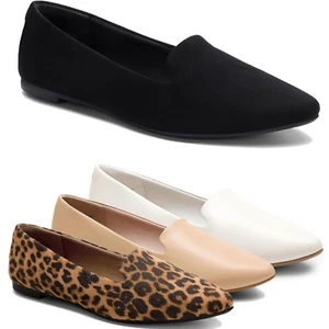 Women Lightweight Flat Shoes Pointed Toe Slip On Office Business Loafer Shoes - Picture 1 of 37