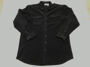 LL Bean Men's Black Fleece Button Up Shirt Shacket XXL TALL Men's Plush 2XLT - Picture 1 of 9