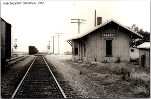 Wabash Railroad Train Station Depot Dawson, IL Illinois Postcard RR Tracks - Picture 1 of 2