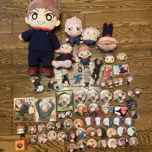 Jujutsu Kaisen Yuji Itadori 72 Piece Lot Collectible Figures Badges Plush Cards - Picture 1 of 7