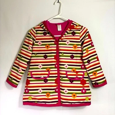 Chaqueta Impermeable Gymboree Rosa Verde y Naranja Rayas Talla Pequeña YY0999 Foto 1 de 4