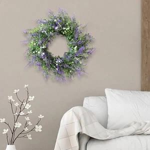 Lavender Wreath Garland Round Wall Hanging Greenery for Farmhouse Spring Summer - Picture 1 of 7