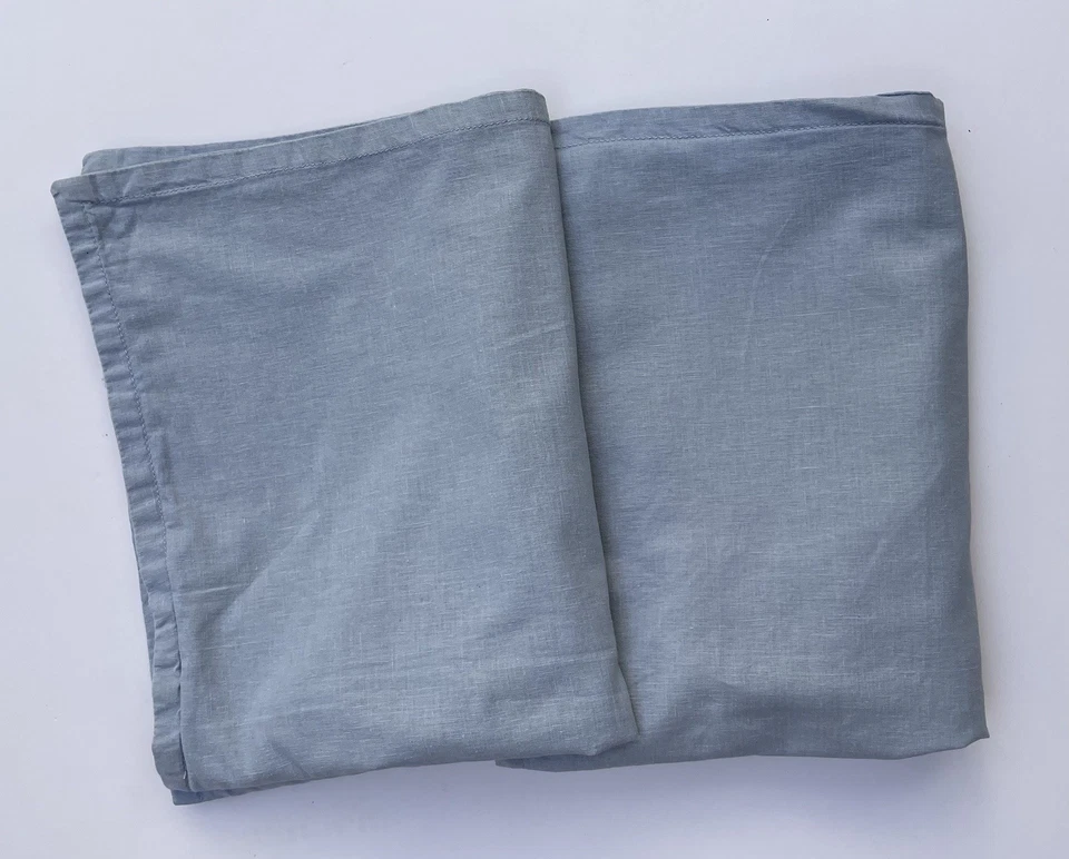 2 West Elm Linen Cotton Blend Standard Pillow Shams Classic Textured Light Blue - Image 1 of 4