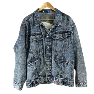 Vintage 80s acid wash denim jacket vail ski resort Young Life Creator MENS LARGE - Picture 1 of 8