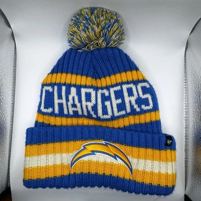 Los Angeles Chargers '47 Gorro Ball Top Azul Amarillo Blanco Forrado de Vellón Sombrero para Nieve Foto 1 de 4