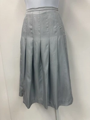 Falda plisada hasta la rodilla LAREN RALPH LAUREN 100 % seda gris claro Foto 1 de 4