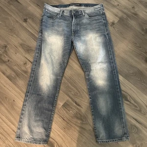 Pantalones de mezclilla Express Blake holgados de pierna recta azules 100 % algodón informales para hombre 36x32 - Imagen 1 de 5