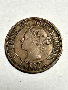 1886 Canada Large Cent Victoria Double Chin OBV. 2 KM#7 Copper Penny RB VF-XF - Picture 1 of 2