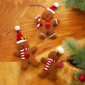 3 Stück Lebkuchenmann Puppe Weihnachtsschmuck Baumbehang Ornament für Zuhause - Bild 1 von 7