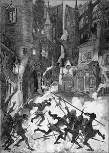 ROBIDA (RABELAIS): "PANURGE QUALANT le GUET" - Schöne Gravur aus dem 19. Jahrhundert - Bild 1 von 3