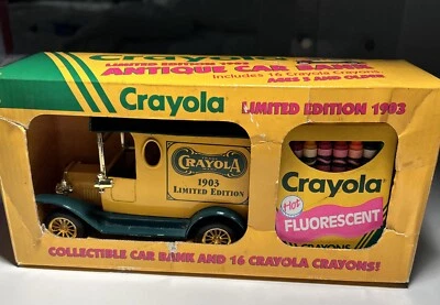 Crayola Limited Edition 1903 Diecast Car Coin Bank With 16 Fluorescent Crayons - Image 1 of 4