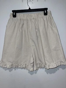 Farmhouse Frocks Suzanna Shorts Lightweight Seersucker Ruffle M - Picture 1 of 4