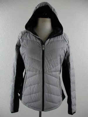 Mujer L Spyder Solitude Chaqueta con Capucha Gris Negro Acolchada Puffer Parka Esquí Foto 1 de 4