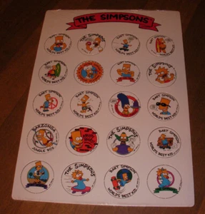 The SIMPSONS Milk Caps Seaked & Un-punched Sheet of 20 Cap POGS SLAM 1993 FOX - Picture 1 of 3