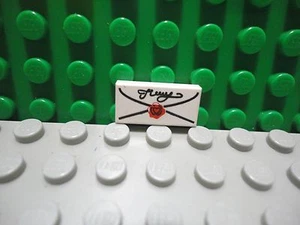 Lego 1 White 1x2 printed tile Envelope with Rose NEW - Picture 1 of 1