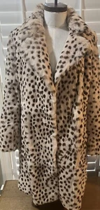 XOXO Rabbit Fur Leopard Print Coat Size Large - Picture 1 of 7
