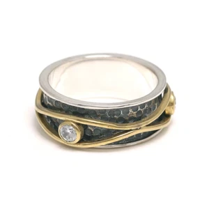 Evil Eye Rings Sterling Silver 925 for Men Women Brass Lines Rotatable Lucky Spi - Picture 1 of 19
